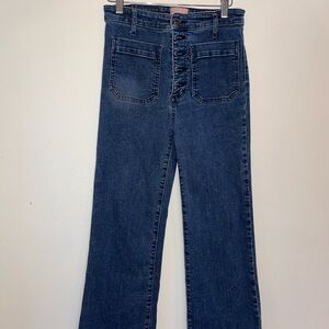 Show Me Your Mumu Women’s Cropped Farrah Jeans Dark Wash 29 Frayed Grunge Indie